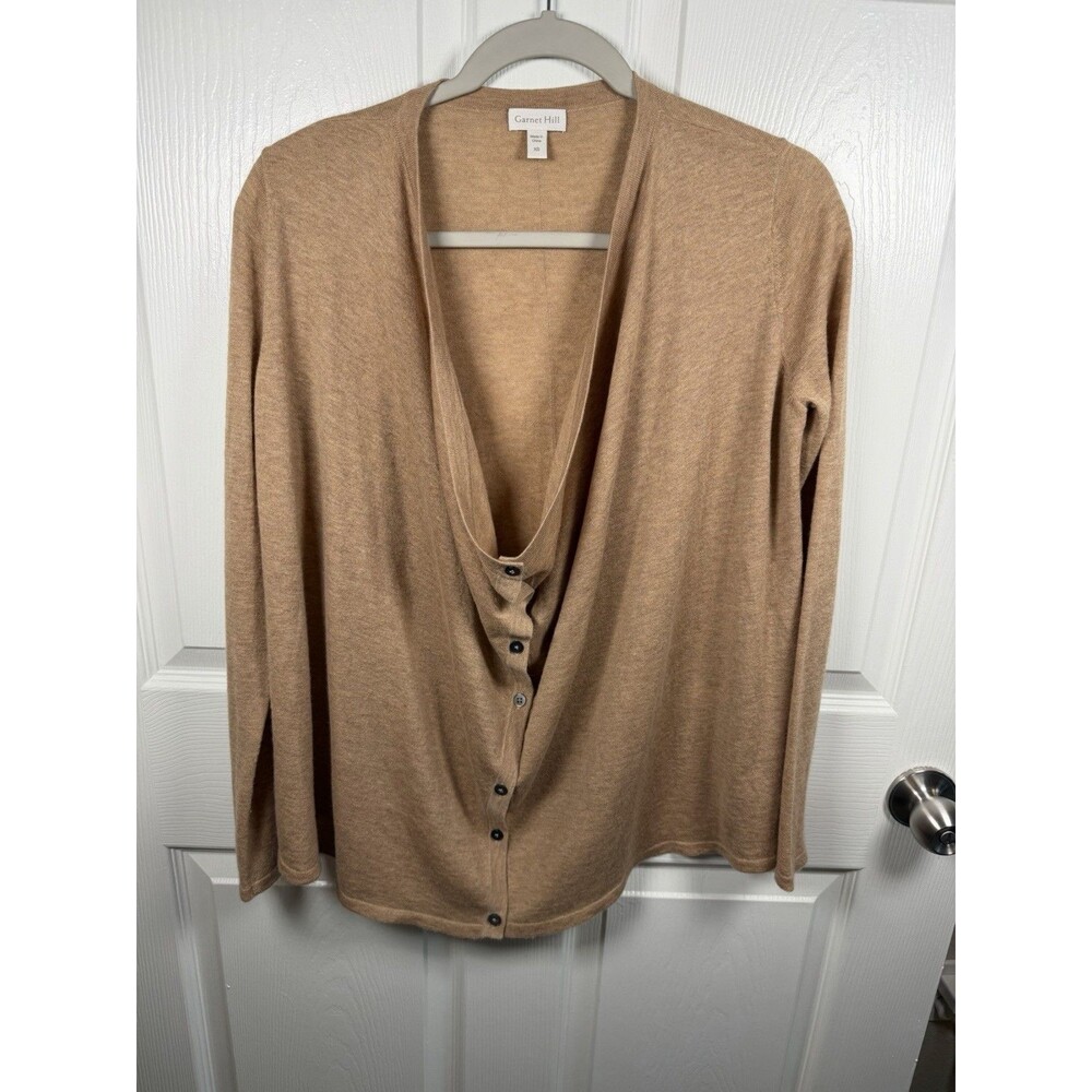 Garnet Hill Women’s Brown 100% Cashmere Cardigan Sweater XS Oversized